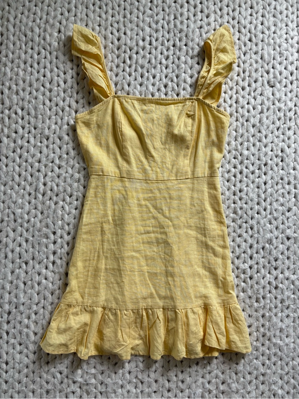 Soft Yellow Cottagecore, Coquette, Sundress with Ruffle Hem